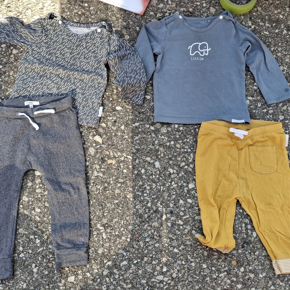 Noppies Gray and Yellow Matching Leggings Set